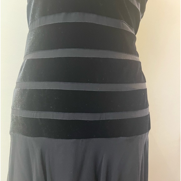 Black Velvet Gown with Sheer Skirting - Picture 4 of 8